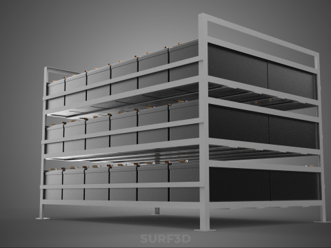 ARRAY BATTERY RACK SYSTEM ENERGY STORAGE PACK BACKUP POWER BANK 3D Model