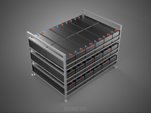 ARRAY BATTERY RACK SYSTEM ENERGY STORAGE PACK BACKUP POWER BANK 3D Model