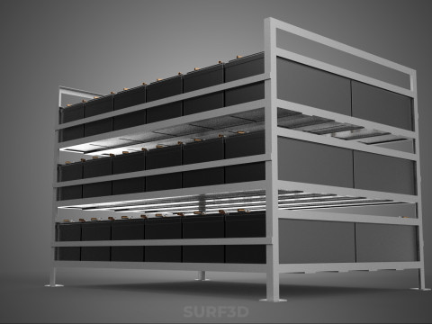 ARRAY BATTERY RACK SYSTEM ENERGY STORAGE PACK BACKUP POWER BANK 3D Model
