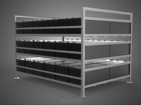 ARRAY BATTERY RACK SYSTEM ENERGY STORAGE PACK BACKUP POWER BANK 3D Model