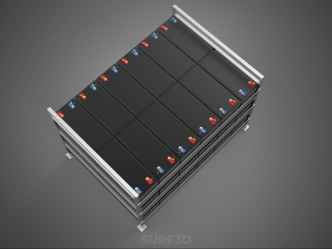 ARRAY BATTERY RACK SYSTEM ENERGY STORAGE PACK BACKUP POWER BANK 3D Model