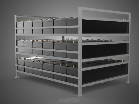ARRAY BATTERY RACK SYSTEM ENERGY STORAGE PACK BACKUP POWER BANK 3D Model