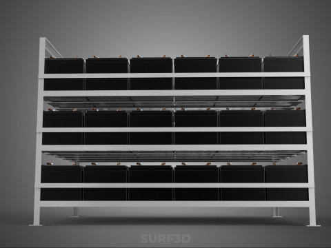 ARRAY BATTERY RACK SYSTEM ENERGY STORAGE PACK BACKUP POWER BANK 3D Model