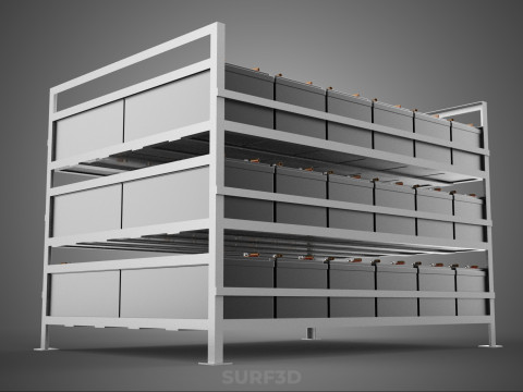 ARRAY BATTERY RACK SYSTEM ENERGY STORAGE PACK BACKUP POWER BANK 3D Model