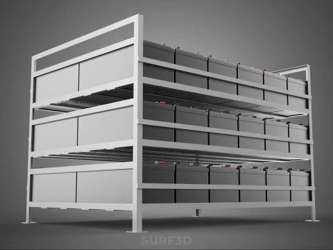 ARRAY BATTERY RACK SYSTEM ENERGY STORAGE PACK BACKUP POWER BANK 3D Model