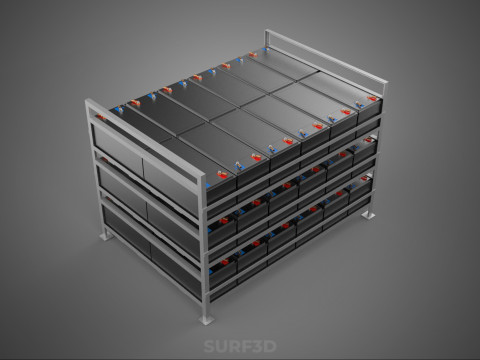 ARRAY BATTERY RACK SYSTEM ENERGY STORAGE PACK BACKUP POWER BANK 3D Model
