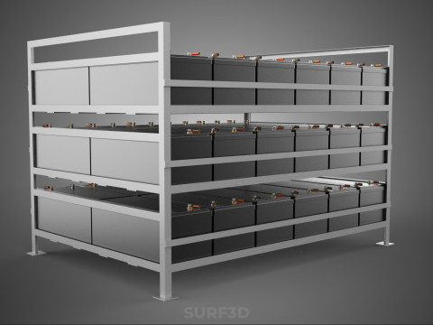 ARRAY BATTERY RACK SYSTEM ENERGY STORAGE PACK BACKUP POWER BANK 3D Model