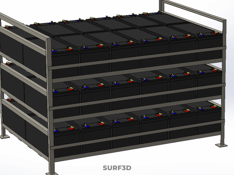 ARRAY BATTERY RACK SYSTEM ENERGY STORAGE PACK BACKUP POWER BANK 3D Model