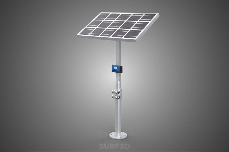 MOUNTED POLE STAND SOLAR CELL PANEL CONTROLLER CHARGE REGULATOR 3D Model .c4d .max .obj .3ds .fbx .stl .blend