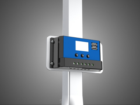MOUNTED POLE STAND SOLAR CELL PANEL CONTROLLER CHARGE REGULATOR 3D Model