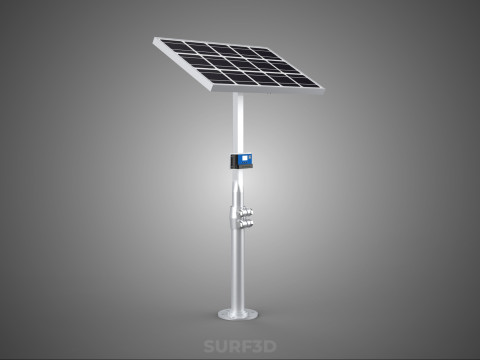 MOUNTED POLE STAND SOLAR CELL PANEL CONTROLLER CHARGE REGULATOR 3D Model