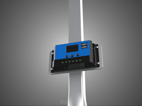 MOUNTED POLE STAND SOLAR CELL PANEL CONTROLLER CHARGE REGULATOR 3D Model
