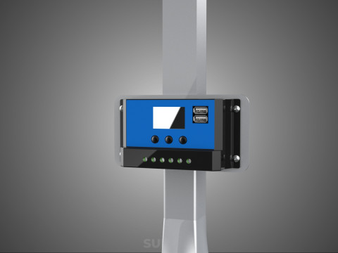 MOUNTED POLE STAND SOLAR CELL PANEL CONTROLLER CHARGE REGULATOR 3D Model