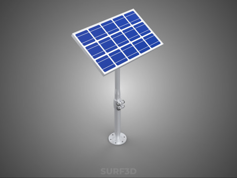 STAND MOUNTED FRAME POLE SOLAR CELL PANEL PV MODULE PHOTOVOLTAIC 3D मॉडल