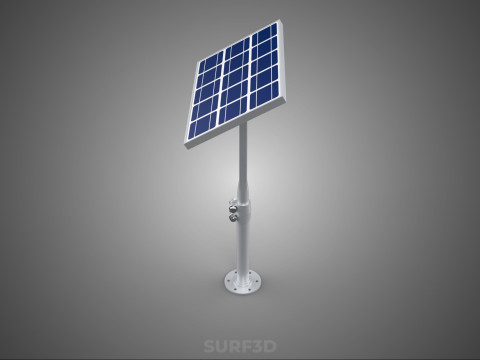 STAND MOUNTED FRAME POLE SOLAR CELL PANEL PV MODULE PHOTOVOLTAIC 3D मॉडल