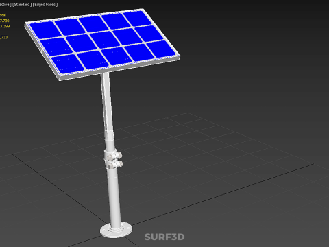 STAND MOUNTED FRAME POLE SOLAR CELL PANEL PV MODULE PHOTOVOLTAIC 3D मॉडल