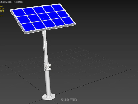 STAND MOUNTED FRAME POLE SOLAR CELL PANEL PV MODULE PHOTOVOLTAIC 3D Model