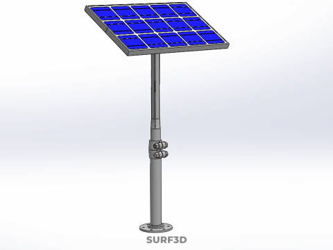 STAND MOUNTED FRAME POLE SOLAR CELL PANEL PV MODULE PHOTOVOLTAIC 3D मॉडल