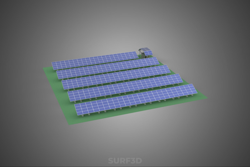 SOLAR PANEL POWER STATION PLANT GENERATION ARRAY ROW FIELD FARM 3D Model .c4d .max .obj .3ds .fbx .stl .blend