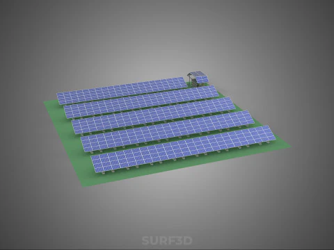 СОЛНЕЧНАЯ ПАНЕЛЬ ЭЛЕКТРОСТАНЦИЯ ГЕНЕРАЦИОННАЯ МАССИВ РЯДНАЯ ПОЛЕФЕРМА 3D Модель