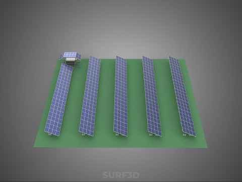 SOLAR PANEL POWER STATION PLANT GENERATION ARRAY ROW FIELD FARM 3D Model