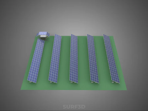 SOLAR PANEL POWER STATION PLANT GENERATION ARRAY ROW FIELD FARM 3D Model