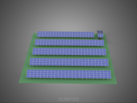 SOLAR PANEL POWER STATION PLANT GENERATION ARRAY ROW FIELD FARM 3D Model