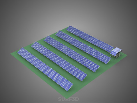 SOLAR PANEL POWER STATION PLANT GENERATION ARRAY ROW FIELD FARM 3D Model