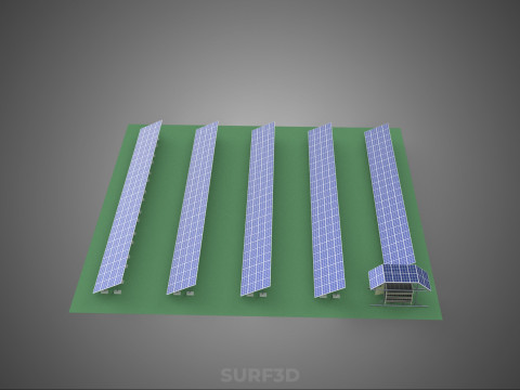 SOLAR PANEL POWER STATION PLANT GENERATION ARRAY ROW FIELD FARM 3D Model