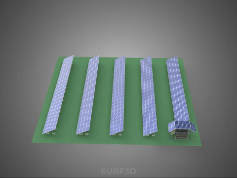SOLAR PANEL POWER STATION PLANT GENERATION ARRAY ROW FIELD FARM 3D Model