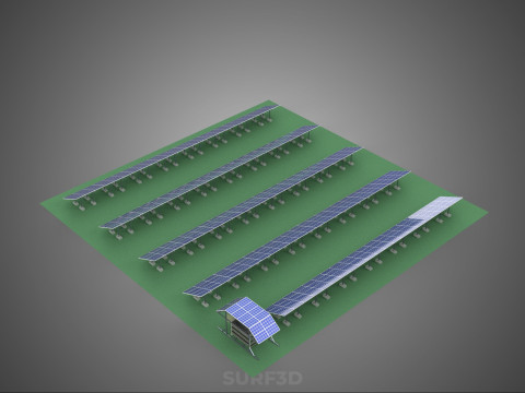 SOLAR PANEL POWER STATION PLANT GENERATION ARRAY ROW FIELD FARM 3D Model