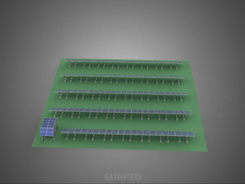 SOLAR PANEL POWER STATION PLANT GENERATION ARRAY ROW FIELD FARM 3D Model