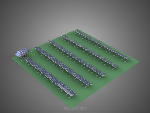 SOLAR PANEL POWER STATION PLANT GENERATION ARRAY ROW FIELD FARM 3D Model