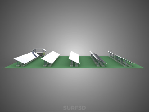 SOLAR PANEL POWER STATION PLANT GENERATION ARRAY ROW FIELD FARM 3D Model