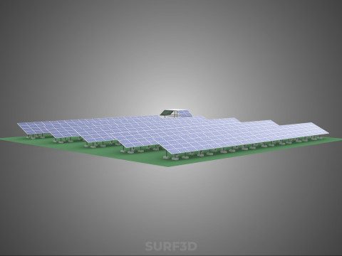 SOLAR PANEL POWER STATION PLANT GENERATION ARRAY ROW FIELD FARM 3D Model