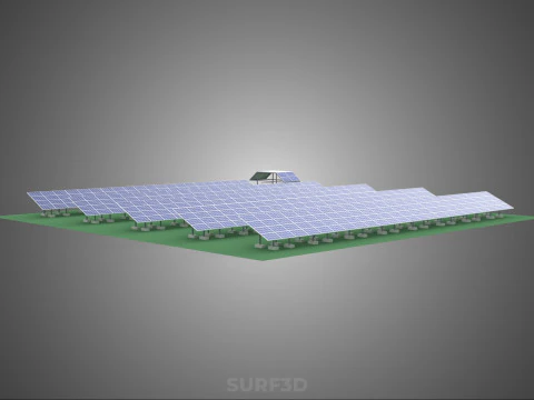 SOLAR PANEL POWER STATION PLANT GENERATION ARRAY ROW FIELD FARM 3D Model