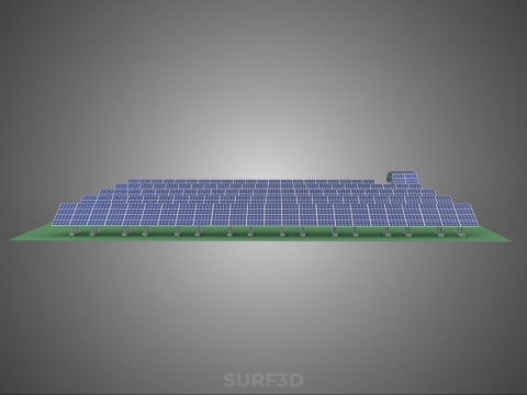 SOLAR PANEL POWER STATION PLANT GENERATION ARRAY ROW FIELD FARM 3D Model