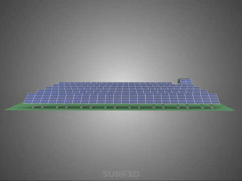 SOLAR PANEL POWER STATION PLANT GENERATION ARRAY ROW FIELD FARM 3D Model