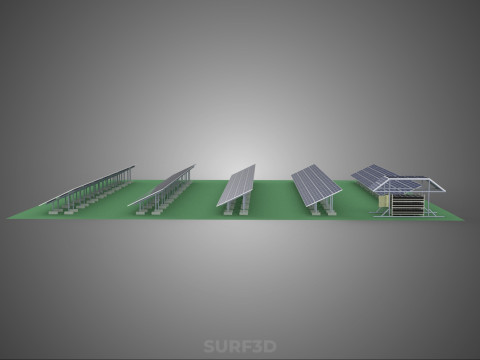 SOLAR PANEL POWER STATION PLANT GENERATION ARRAY ROW FIELD FARM 3D Model