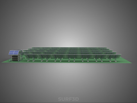 SOLAR PANEL POWER STATION PLANT GENERATION ARRAY ROW FIELD FARM 3D Model