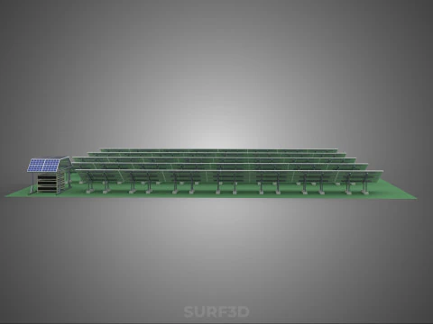 SOLAR PANEL POWER STATION PLANT GENERATION ARRAY ROW FIELD FARM 3D Model