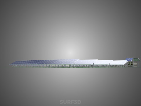 SOLAR PANEL POWER STATION PLANT GENERATION ARRAY ROW FIELD FARM 3D Model