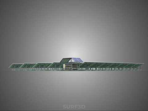 SOLAR PANEL POWER STATION PLANT GENERATION ARRAY ROW FIELD FARM 3D Model