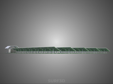 SOLAR PANEL POWER STATION PLANT GENERATION ARRAY ROW FIELD FARM 3D Model