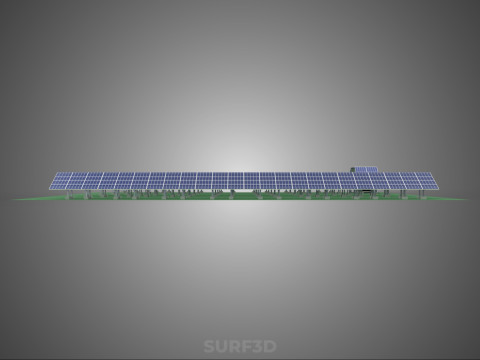 SOLAR PANEL POWER STATION PLANT GENERATION ARRAY ROW FIELD FARM 3D Model