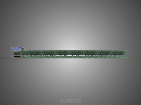 SOLAR PANEL POWER STATION PLANT GENERATION ARRAY ROW FIELD FARM 3D Model