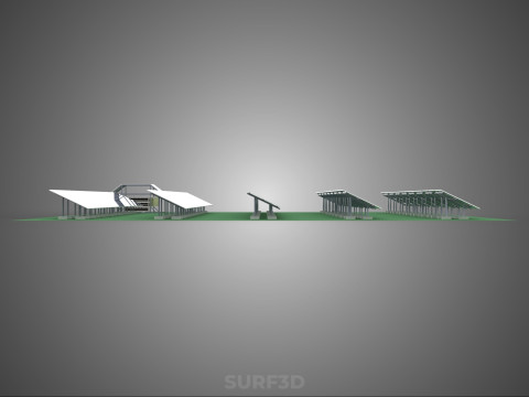 SOLAR PANEL POWER STATION PLANT GENERATION ARRAY ROW FIELD FARM 3D Model