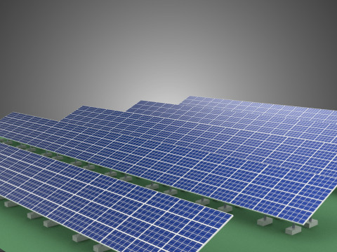SOLAR PANEL POWER STATION PLANT GENERATION ARRAY ROW FIELD FARM 3D Model