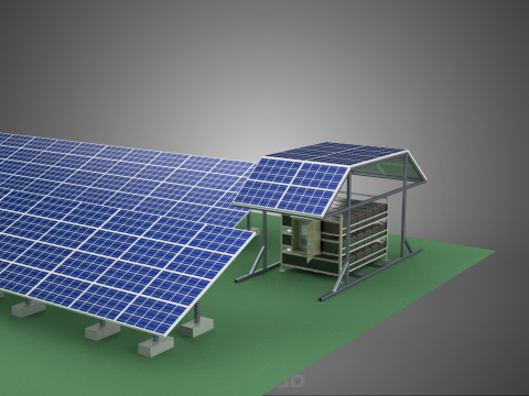 SOLAR PANEL POWER STATION PLANT GENERATION ARRAY ROW FIELD FARM 3D Model
