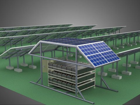SOLAR PANEL POWER STATION PLANT GENERATION ARRAY ROW FIELD FARM 3D Model